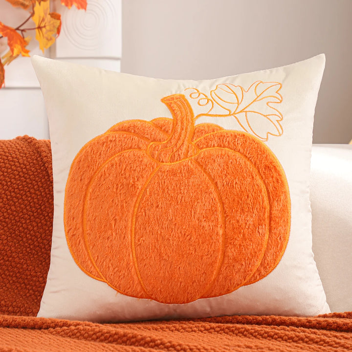 Halloween Pumpkin Throw Pillow Cover with Plush Velvet – Cozy Autumn Decor for Home 1