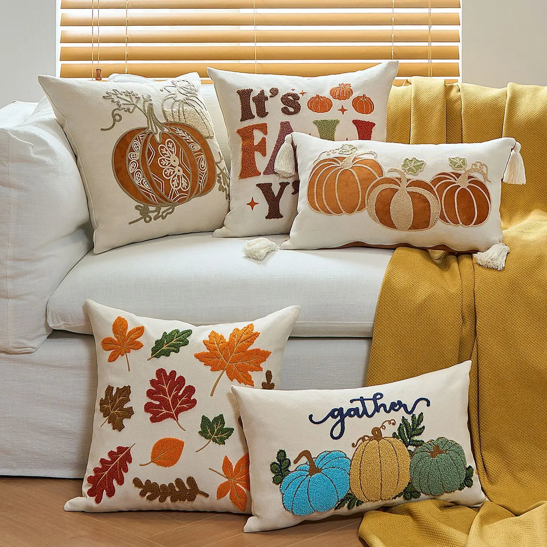 Halloween Throw Pillow Covers with Maple Pumpkin Design – Perfect for Sofa or Bedside Decor 1