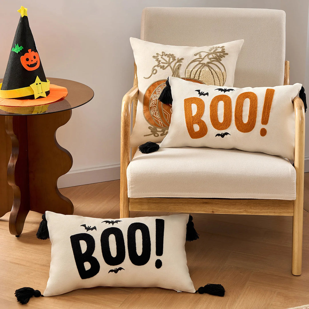 Halloween Throw Pillow Covers with Maple Pumpkin Design – Perfect for Sofa or Bedside Decor 3