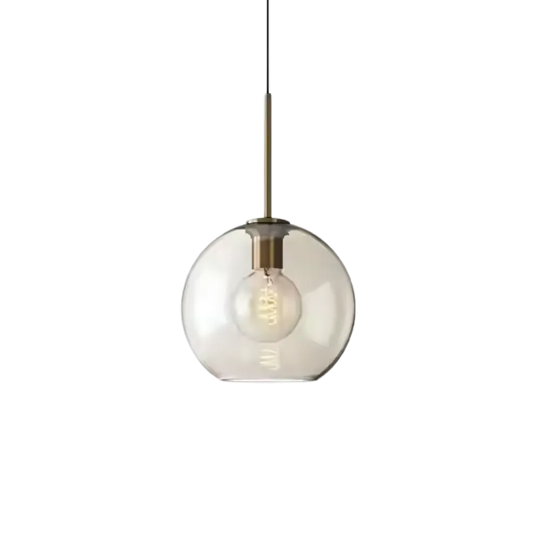 Hand-Blown Glass Pendant Lamp with Brushed Gold Accents – Stylish Lighting for Kitchen or Dining Room 0