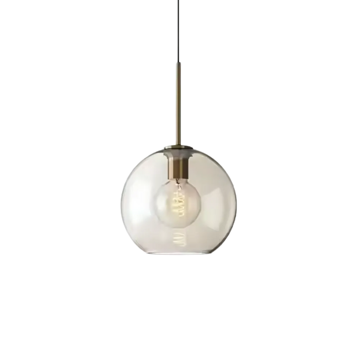 Hand-Blown Glass Pendant Lamp with Brushed Gold Accents – Stylish Lighting for Kitchen or Dining Room 0
