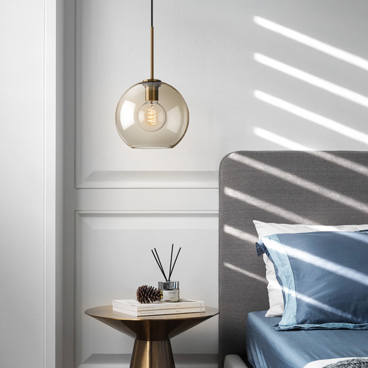 Hand-Blown Glass Pendant Lamp with Brushed Gold Accents – Stylish Lighting for Kitchen or Dining Room 1
