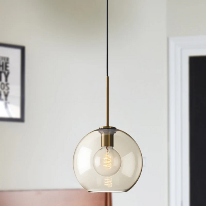 Hand-Blown Glass Pendant Lamp with Brushed Gold Accents – Stylish Lighting for Kitchen or Dining Room 6