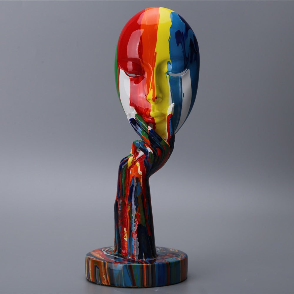 Handcrafted Abstract Painted Face Sculptures – Unique Wall Art for Home Decor 0