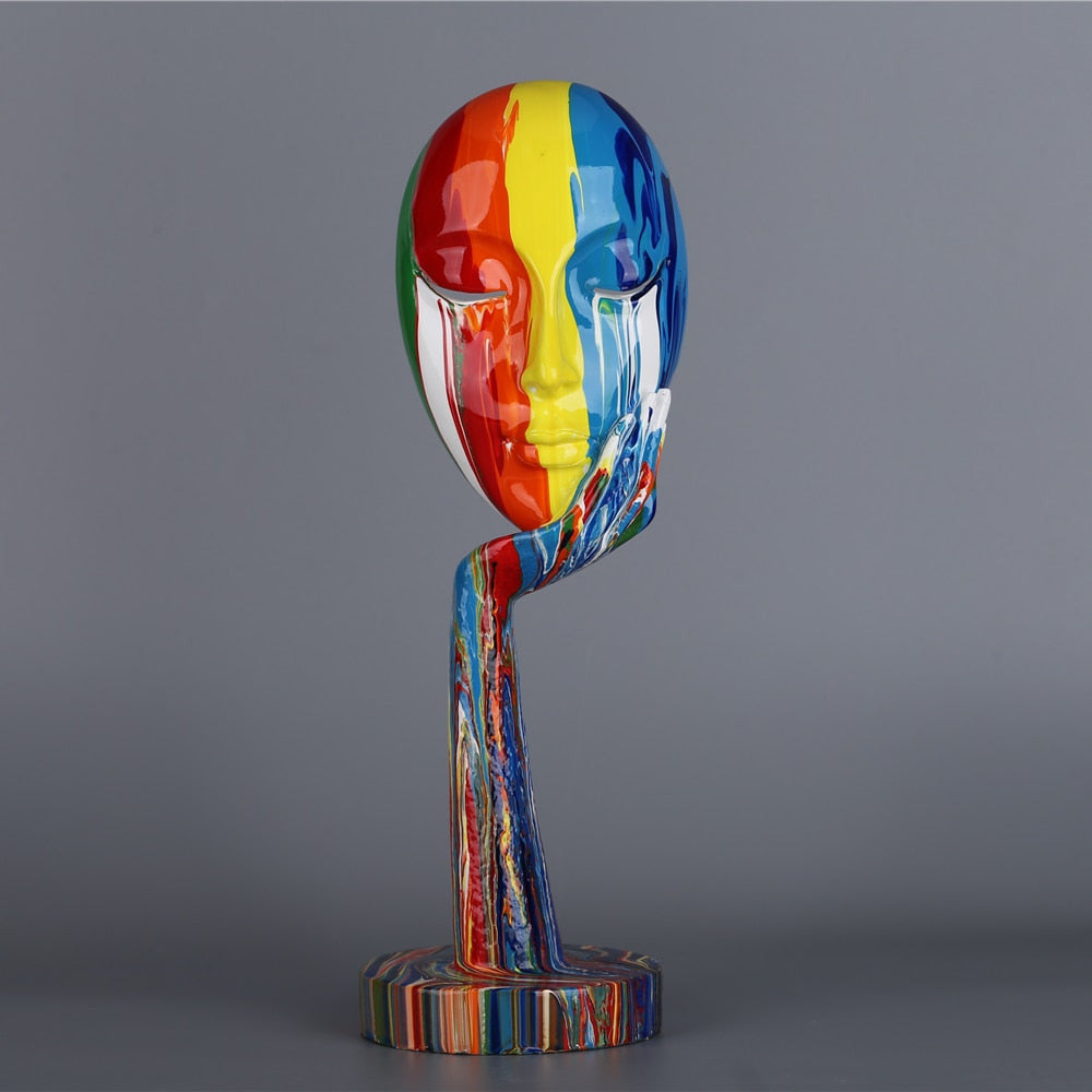Handcrafted Abstract Painted Face Sculptures – Unique Wall Art for Home Decor 2