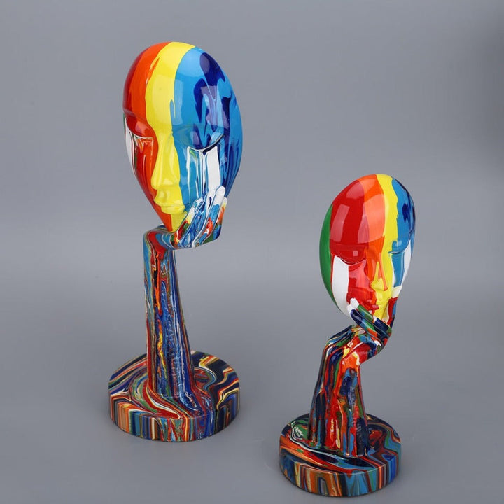 Handcrafted Abstract Painted Face Sculptures – Unique Wall Art for Home Decor 7
