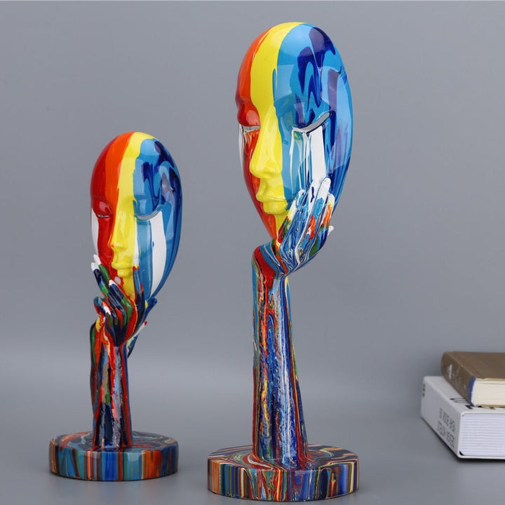 Handcrafted Abstract Painted Face Sculptures – Unique Wall Art for Home Decor 8
