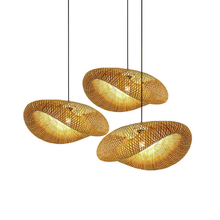 Handcrafted Bamboo Hanging Lamp with Wicker Rattan Shade – Cozy Pendant Light for Home or Restaurant 0