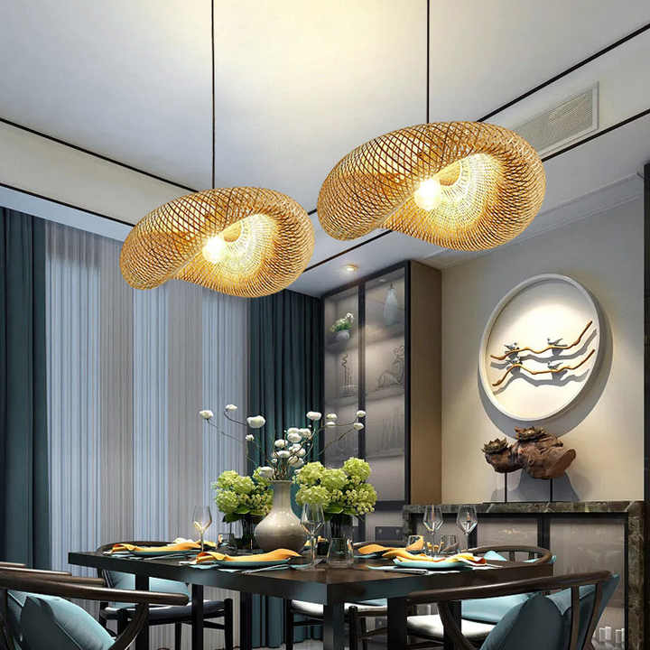 Handcrafted Bamboo Hanging Lamp with Wicker Rattan Shade – Cozy Pendant Light for Home or Restaurant 2