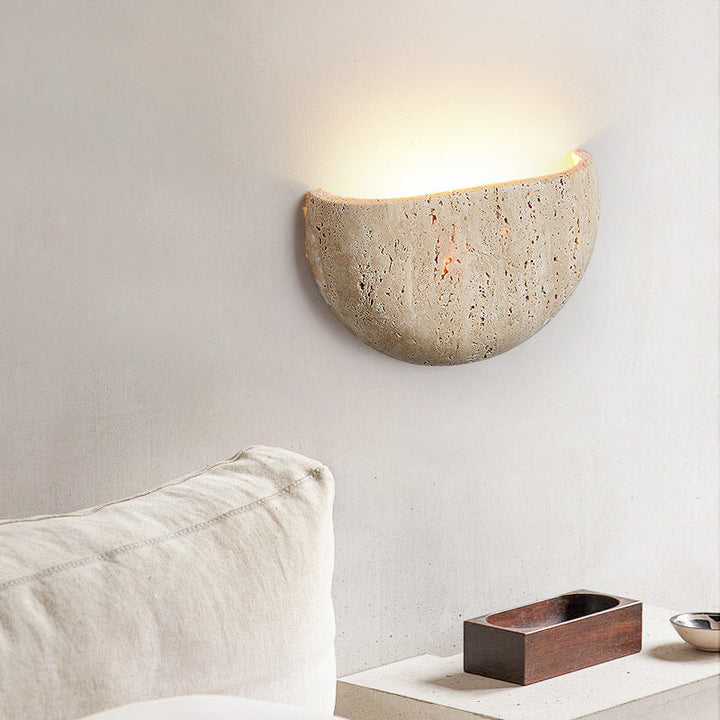 Handcrafted Natural Stone Wall Sconce – Japandi Minimalist Lighting for Serene Spaces 3