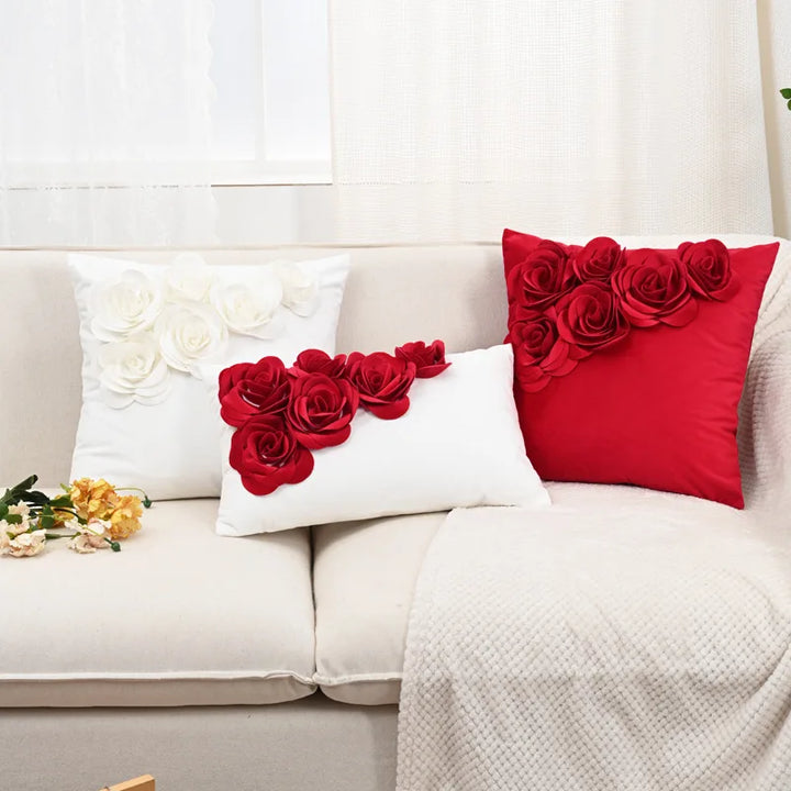Handmade 3D Rose Velvet Cushion Cover – Luxurious Decor for Home or Special Occasions 0