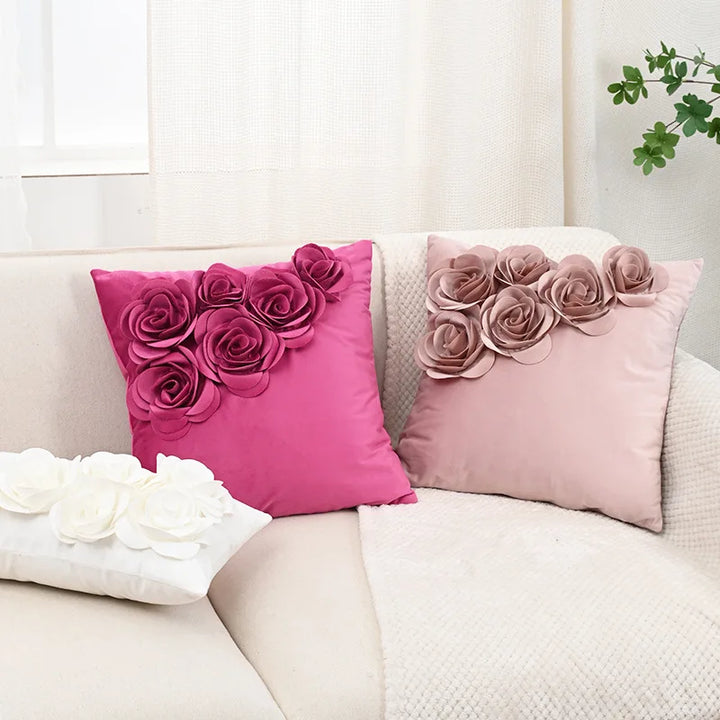 Handmade 3D Rose Velvet Cushion Cover – Luxurious Decor for Home or Special Occasions 2