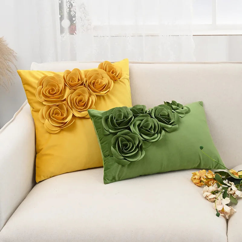 Handmade 3D Rose Velvet Cushion Cover – Luxurious Decor for Home or Special Occasions 3