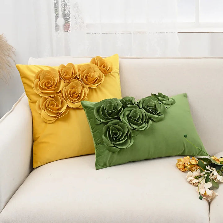 Handmade 3D Rose Velvet Cushion Cover – Luxurious Decor for Home or Special Occasions 3
