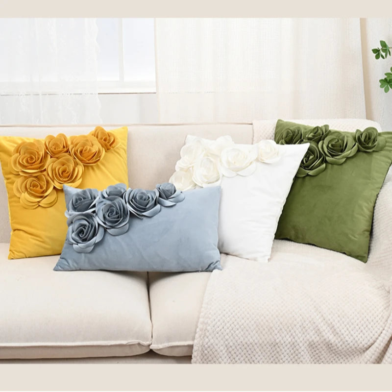 Handmade 3D Rose Velvet Cushion Cover – Luxurious Decor for Home or Special Occasions 4