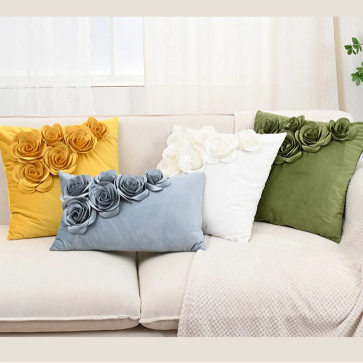 Handmade 3D Rose Velvet Cushion Cover – Luxurious Decor for Home or Special Occasions 4