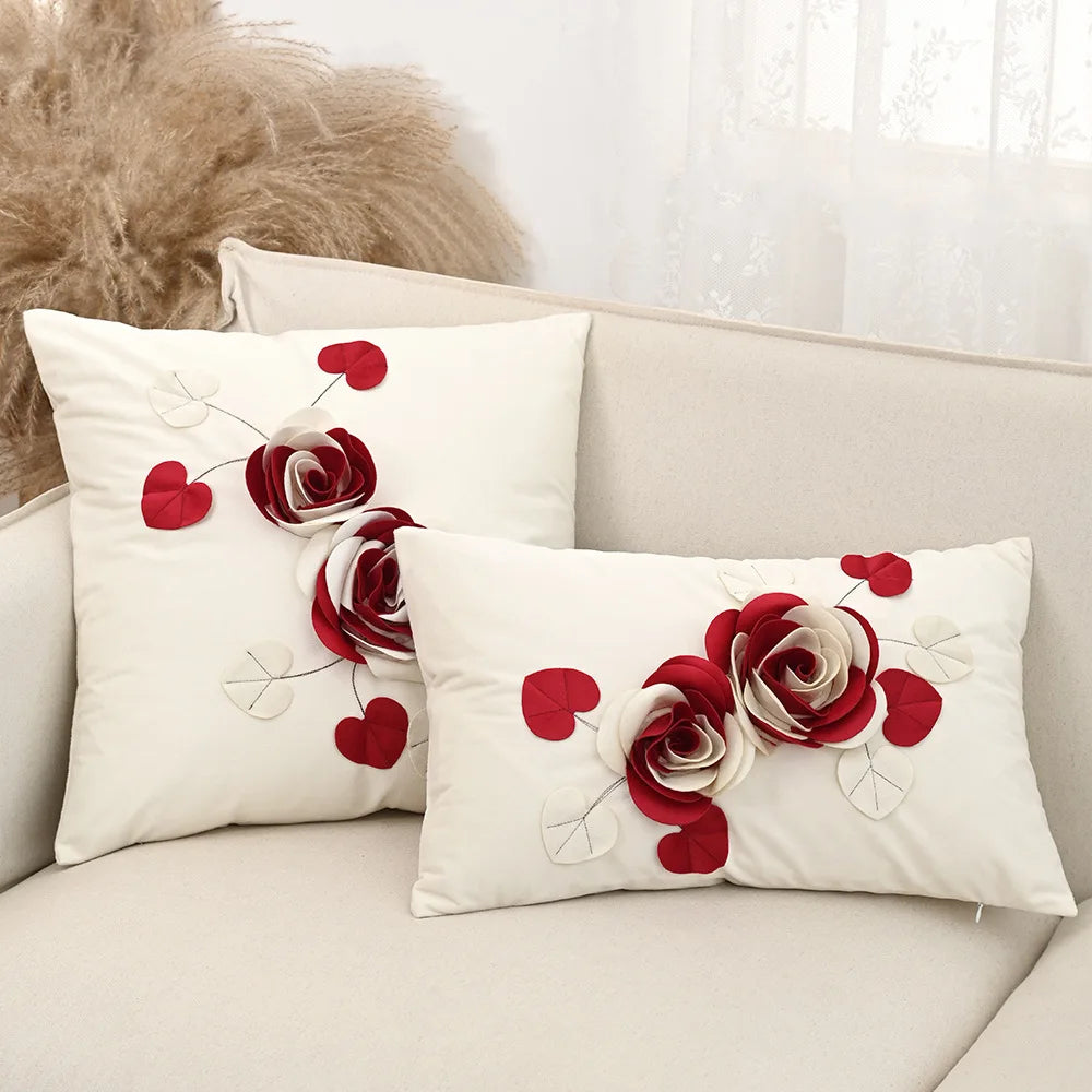 Handmade 3D Rose Velvet Cushion Cover – Luxurious Decor for Home or Special Occasions 6