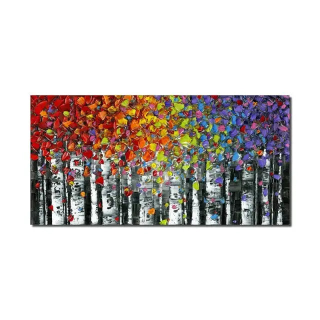 Handmade Autumn Flower Painting on Cotton Canvas – Vibrant Art for Home Decor 0