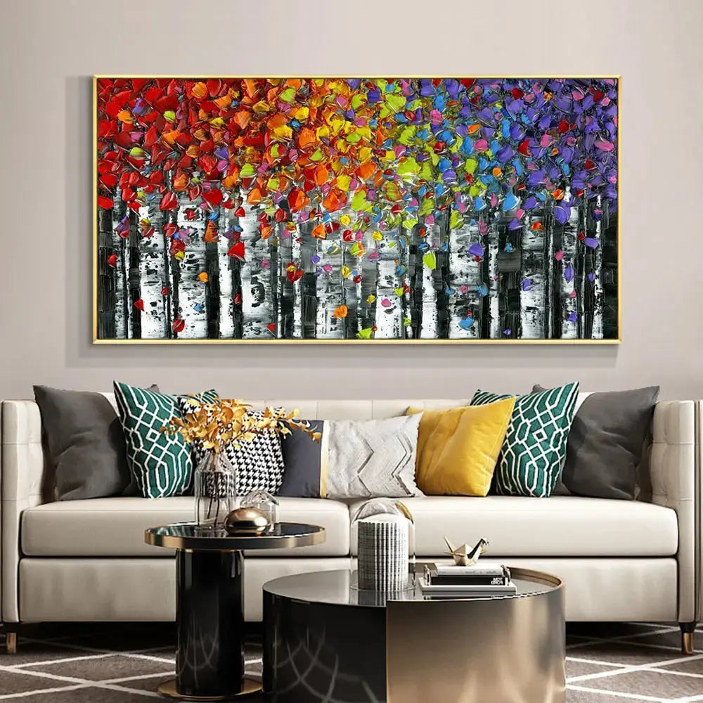 Handmade Autumn Flower Painting on Cotton Canvas – Vibrant Art for Home Decor 1
