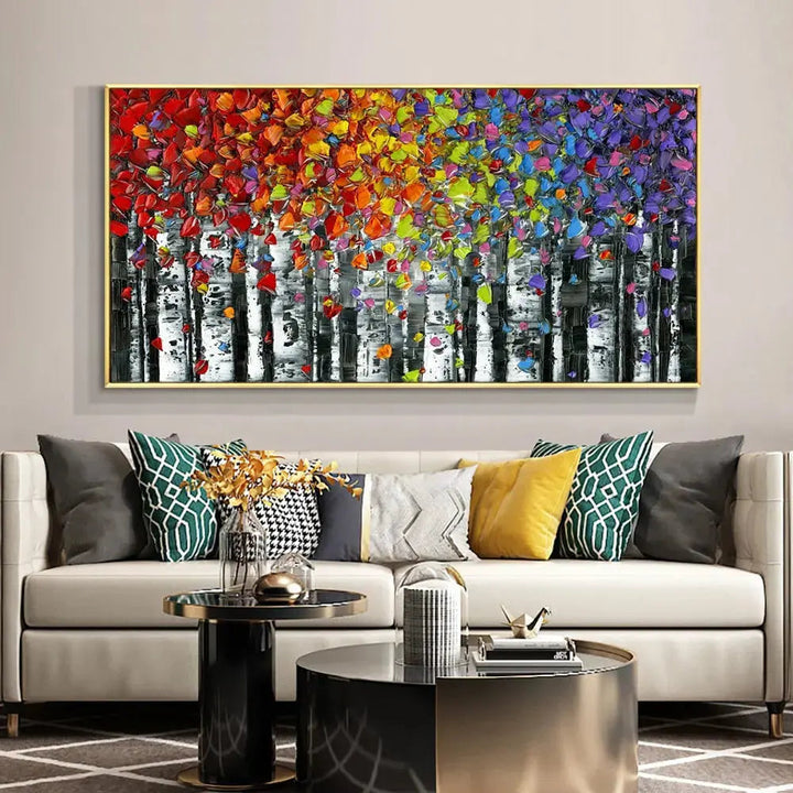 Handmade Autumn Flower Painting on Cotton Canvas – Vibrant Art for Home Decor 1