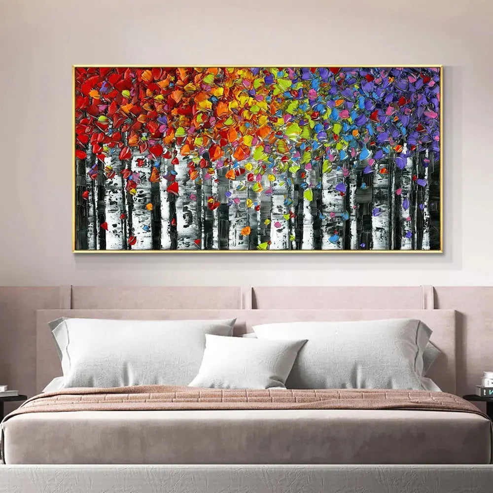 Handmade Autumn Flower Painting on Cotton Canvas – Vibrant Art for Home Decor 2