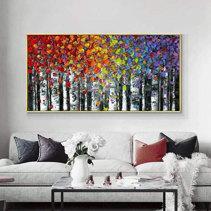 Handmade Autumn Flower Painting on Cotton Canvas – Vibrant Art for Home Decor 3