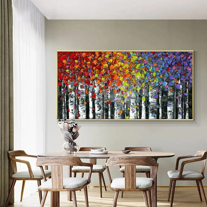 Handmade Autumn Flower Painting on Cotton Canvas – Vibrant Art for Home Decor 4