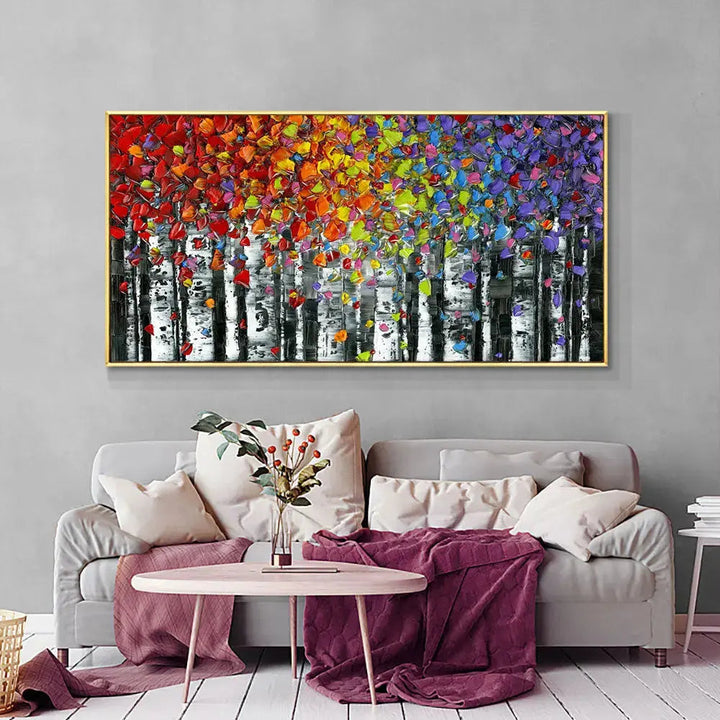 Handmade Autumn Flower Painting on Cotton Canvas – Vibrant Art for Home Decor 5