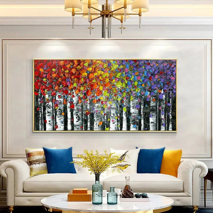 Handmade Autumn Flower Painting on Cotton Canvas – Vibrant Art for Home Decor 6