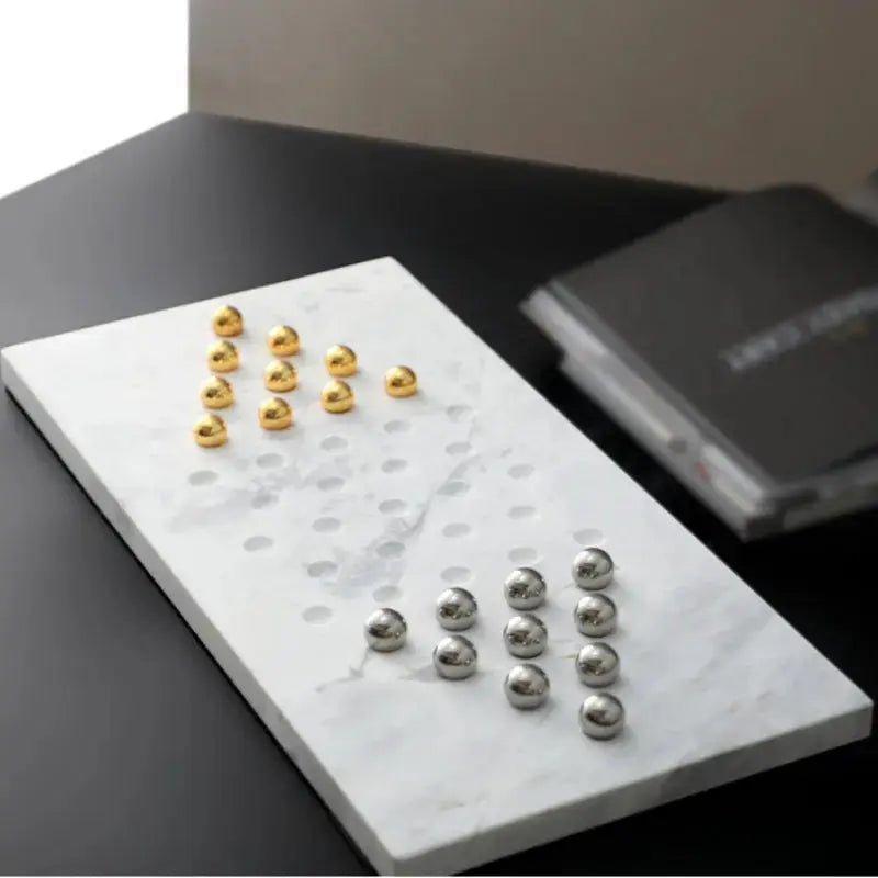 Handmade Marble Checkers Set – Elegant Game for Living Room or Office 0