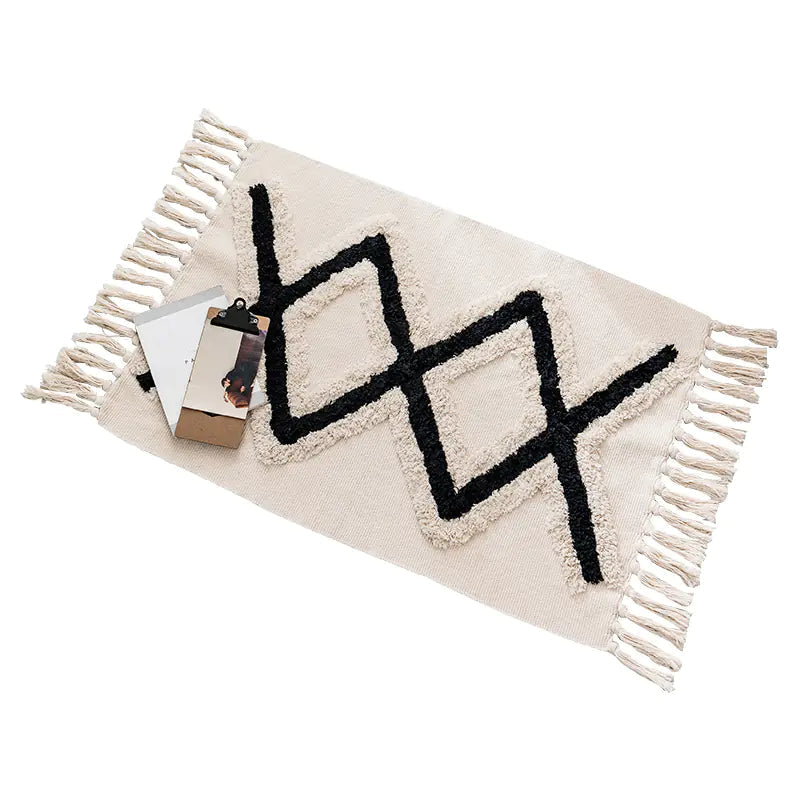 Handwoven Moroccan Cotton Fringe Area Rug – Stylish Living Room Rug with Unique Design 2