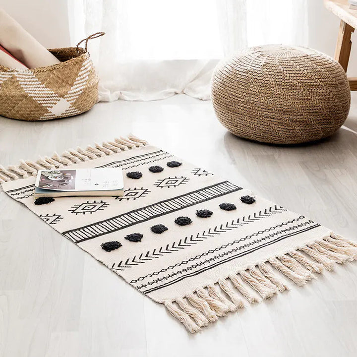 Handwoven Moroccan Cotton Fringe Area Rug – Stylish Living Room Rug with Unique Design 4