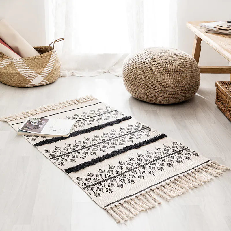 Handwoven Moroccan Cotton Fringe Area Rug – Stylish Living Room Rug with Unique Design 5