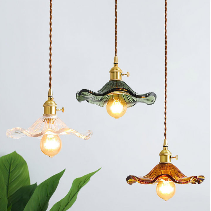 Hibiscus Flower Glass Pendant Light – Elegant Kitchen Pendant Lighting for Home Decor 1
