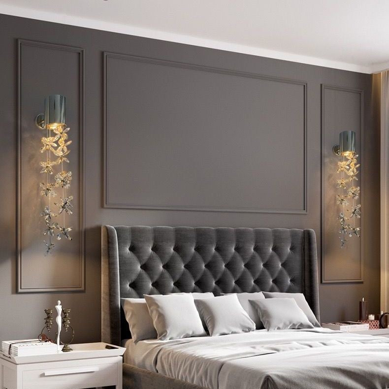 Modern Crystal Wall Sconce Lighting with LED – Elegant Illumination for Bedroom or Living Room