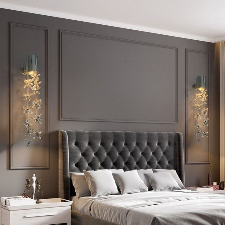 Modern Crystal Wall Sconce Lighting with LED – Elegant Illumination for Bedroom or Living Room