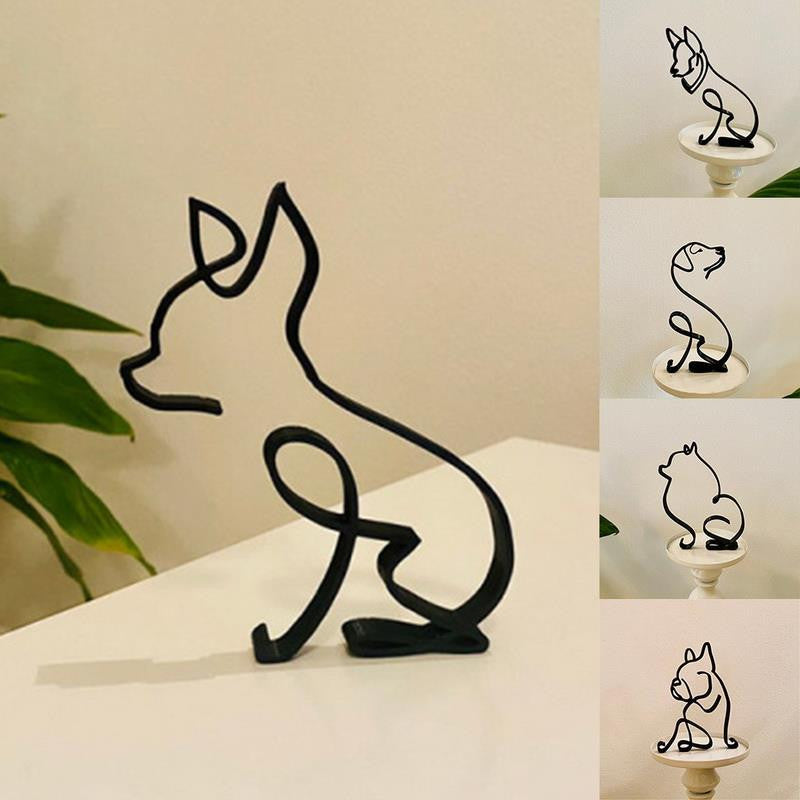 Iron Dog and Cat Sculptures – Whimsical Animal Statues for Home Decor 1