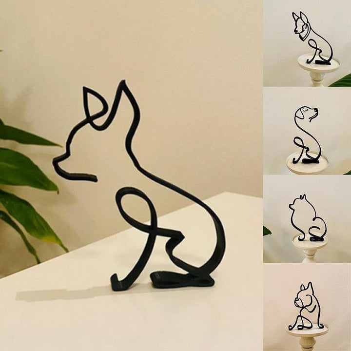 Iron Dog and Cat Sculptures – Whimsical Animal Statues for Home Decor 1