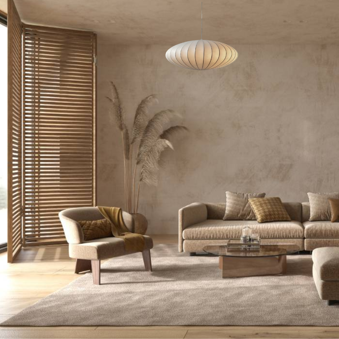 Japandi Silk Pendant Lamp for Elegant Illumination – Perfect Hanging Lights for Dining or Living Room 3