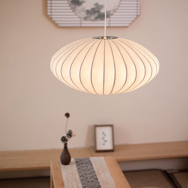 Japandi Silk Pendant Lamp for Elegant Illumination – Perfect Hanging Lights for Dining or Living Room 4