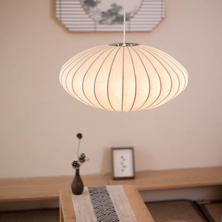 Japandi Silk Pendant Lamp for Elegant Illumination – Perfect Hanging Lights for Dining or Living Room 4