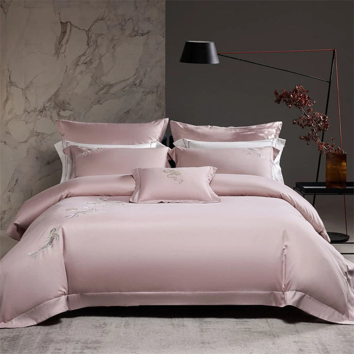 Koi Embroidery Bedding Set – Luxurious Duvet Covers and Sheets for Elegant Bedrooms 6