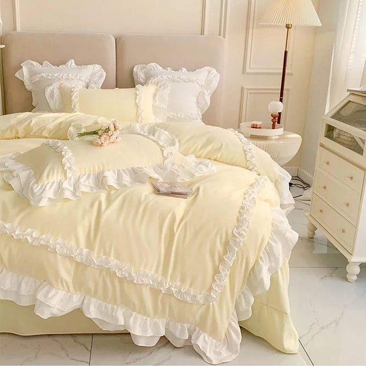 Korean Princess Lolita Bedding Set – Elegant Cotton Duvet Covers with Lace Accents for Cozy Bedrooms 2