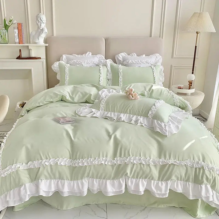 Korean Princess Lolita Bedding Set – Elegant Cotton Duvet Covers with Lace Accents for Cozy Bedrooms 6
