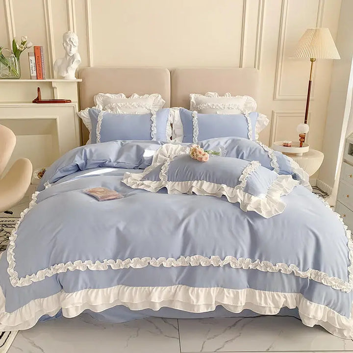 Korean Princess Lolita Bedding Set – Elegant Cotton Duvet Covers with Lace Accents for Cozy Bedrooms 7