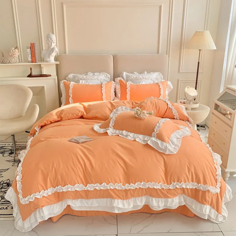 Korean Princess Lolita Bedding Set – Elegant Cotton Duvet Covers with Lace Accents for Cozy Bedrooms 8