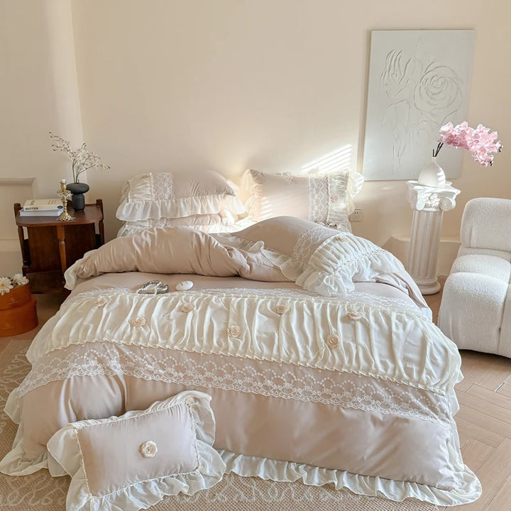 Korean Princess Style Cotton Bedding Set – 4-Piece Duvet Cover and Sheet Set for All Seasons 6