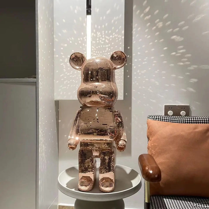 Large Bear Figurine with Disco Mirror Finish – Playful Resin Sculpture for Living Room Decor 1