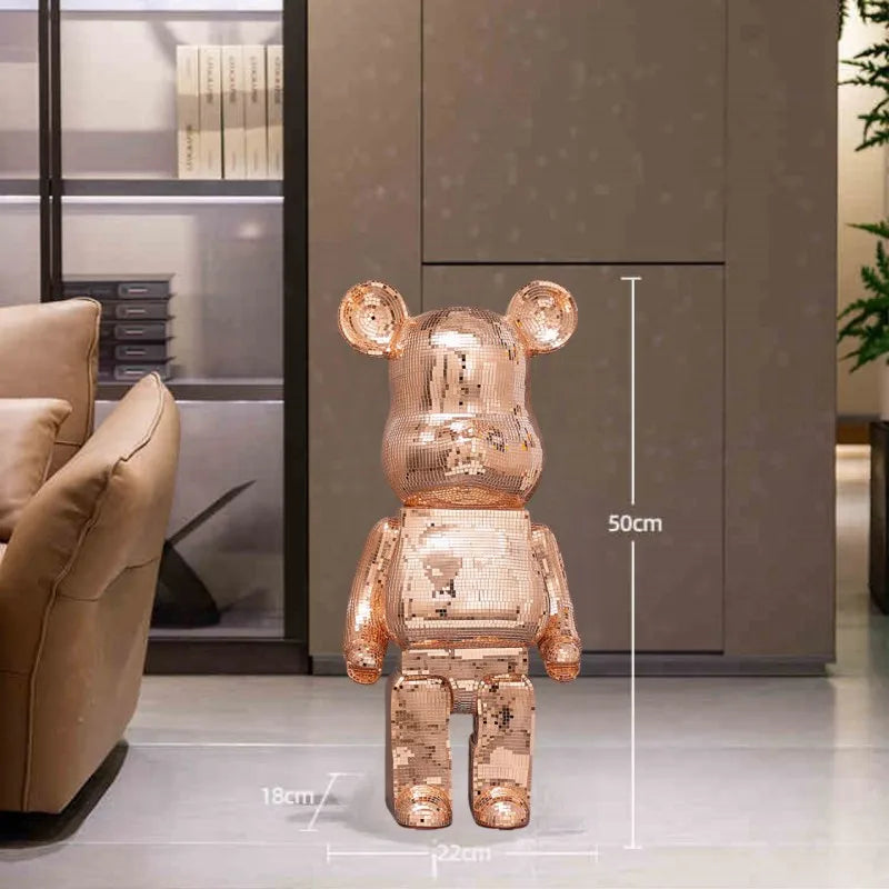Large Bear Figurine with Disco Mirror Finish – Playful Resin Sculpture for Living Room Decor 6