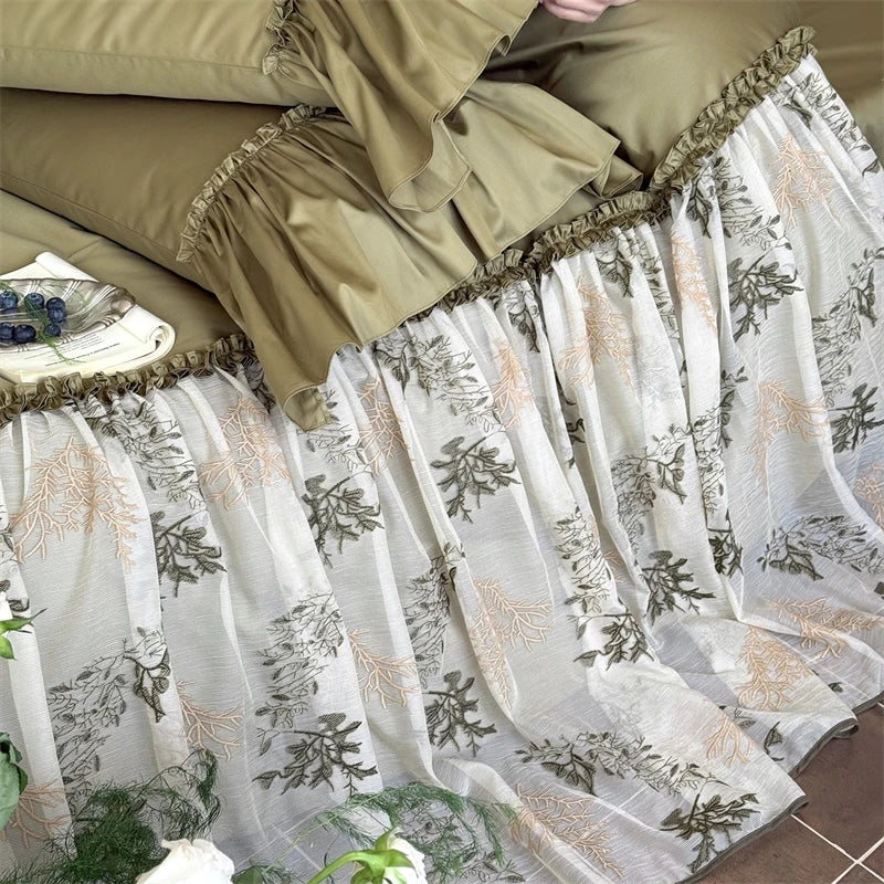 Luxurious 600TC Egyptian Cotton Bedding Set with Lace Ruffles – Elegant Duvet Covers and Sheets for Bedroom 3